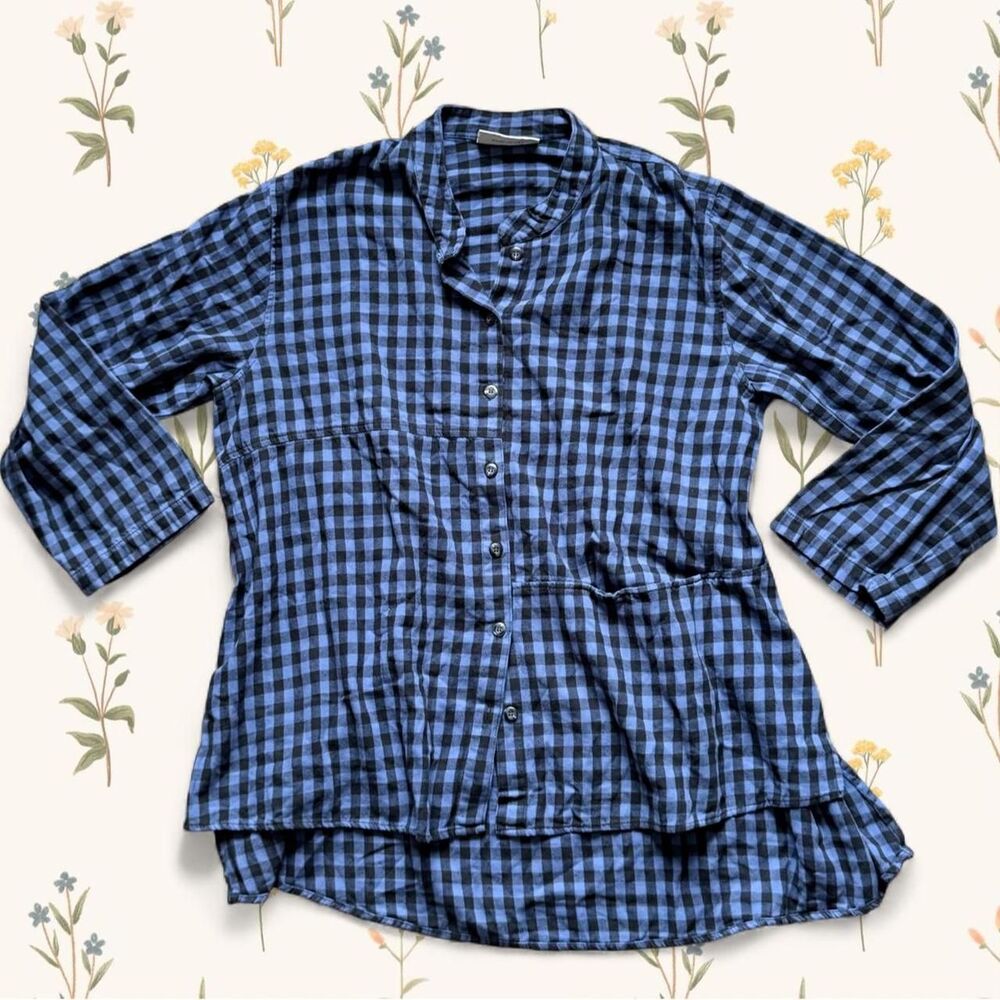 Eleven Stitch Design Women's Oversized Blue Gingham Flannel